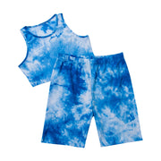 Sports Tie Dye Crop Top Shorts Set